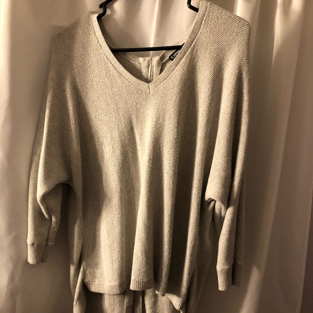 Express Large sparkle grey sweater